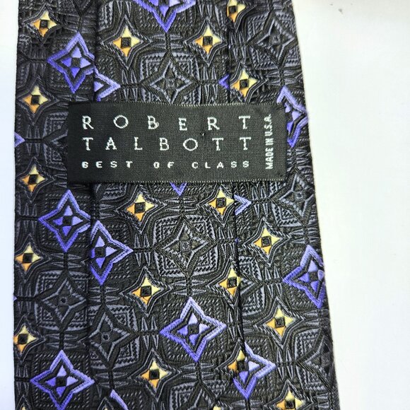 Robert Talbott Men's Necktie Silk Best of Class Geometric Black Purple Y… - Picture 4 of 7